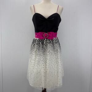 VTG Taboo Cupcake Dress Tulle Overlay Polkadot sz L Romantic Hoco Prom Coquette